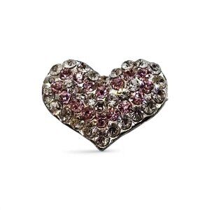 Crystal Heart Pin: Valentine's Day Brooch Silver and Pink
